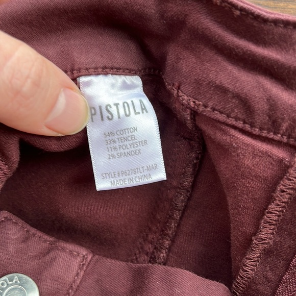 Pistola - Maroon / Burgundy |  Zipper Detail Mid-Rise Skinny Jean- Size: 26 - Picture 7 of 11